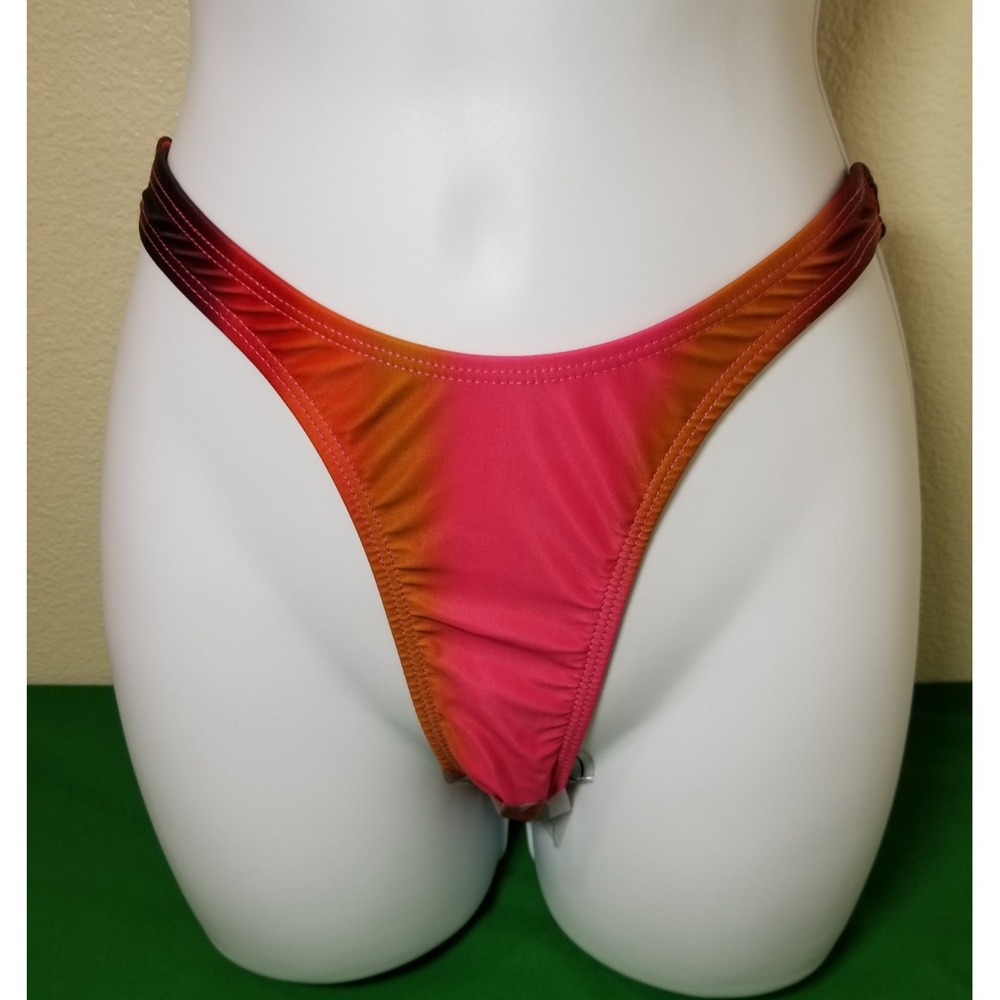 Motel Orange Pink Bikini Bottom Swimwear Size L Cheeky Beach Sexy High Leg NWT